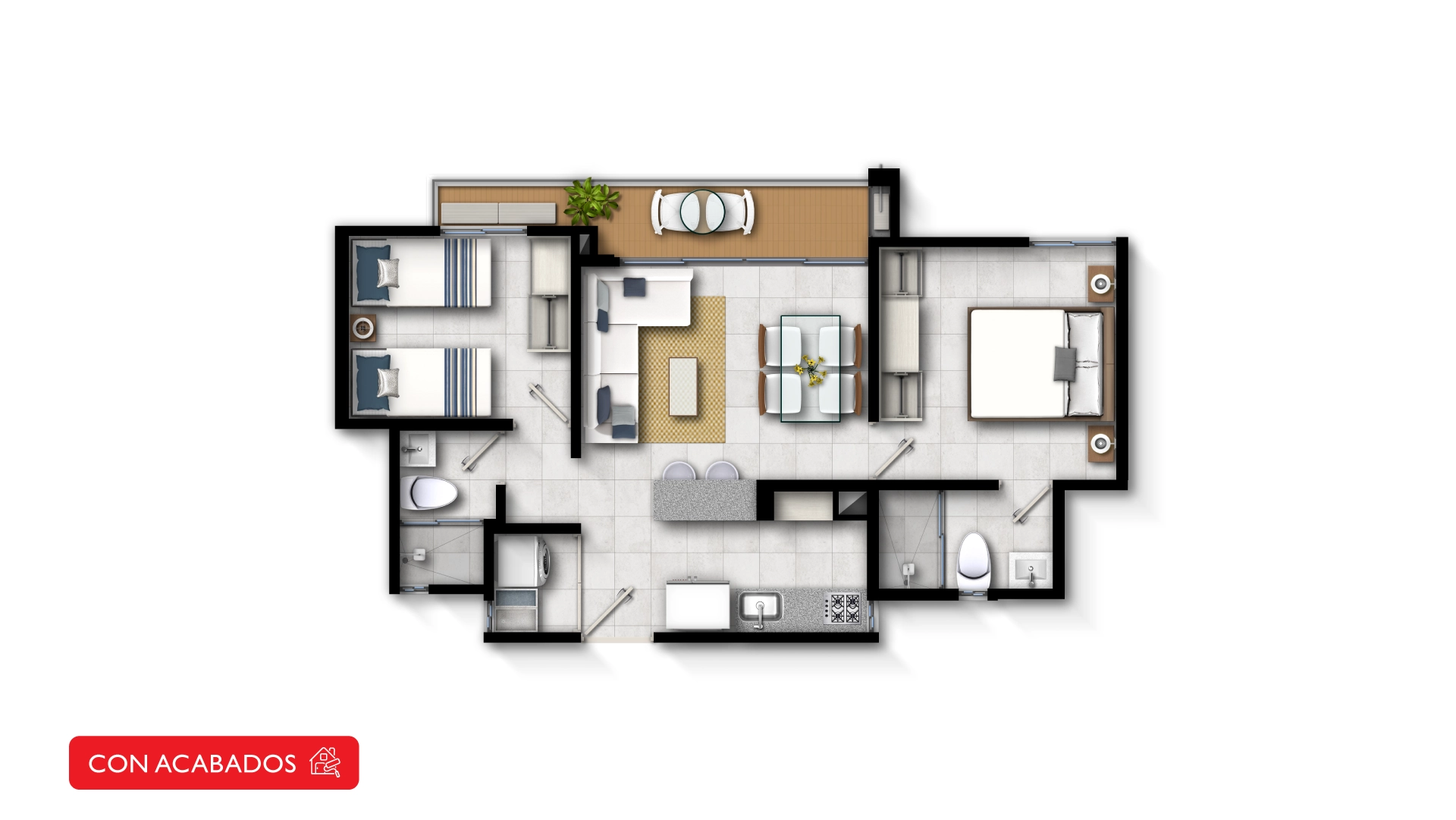 planos apartamento 53 m2 puerto tranquilo