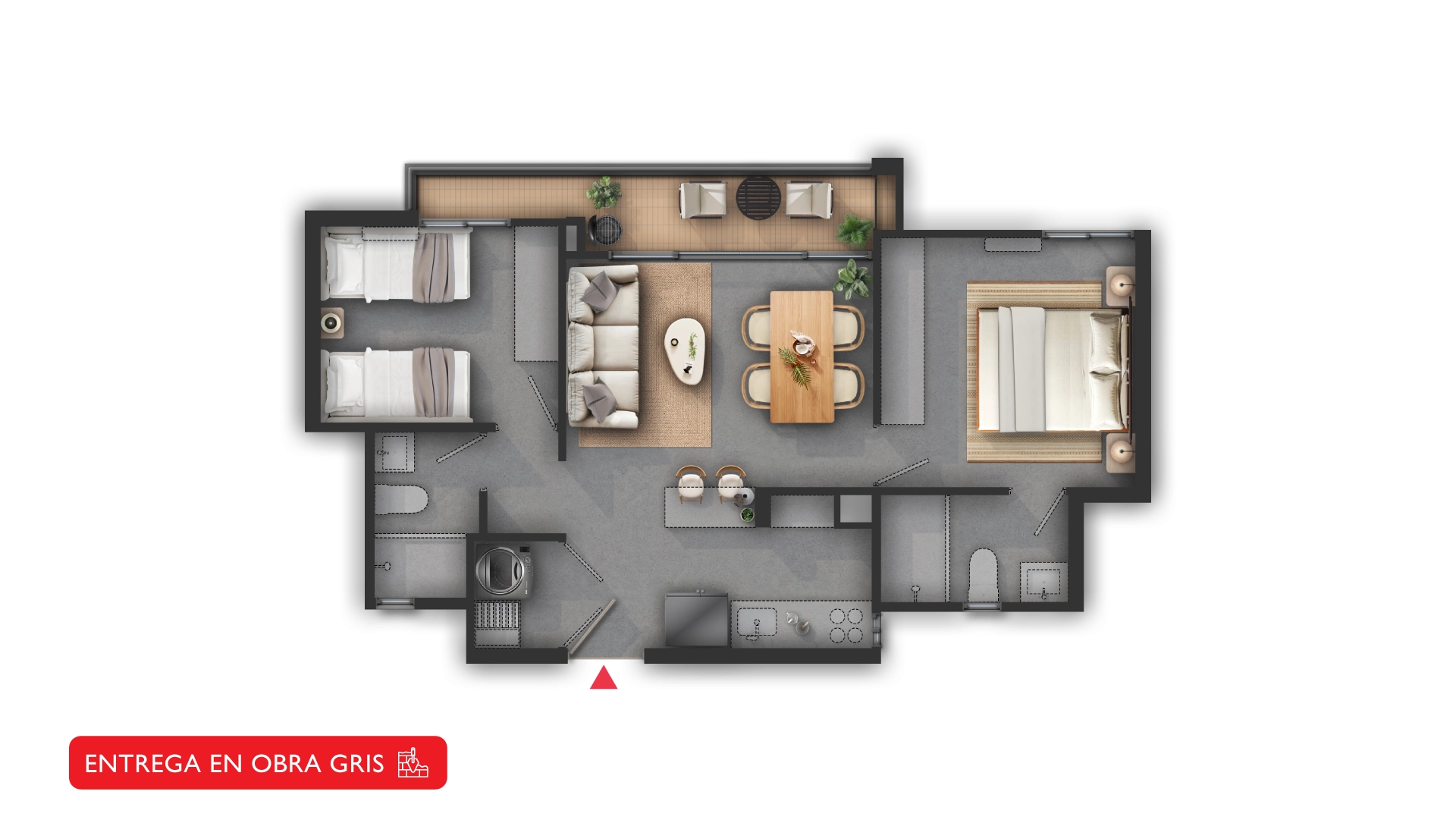 planos apartamento 54 m2 puerto tranquilo