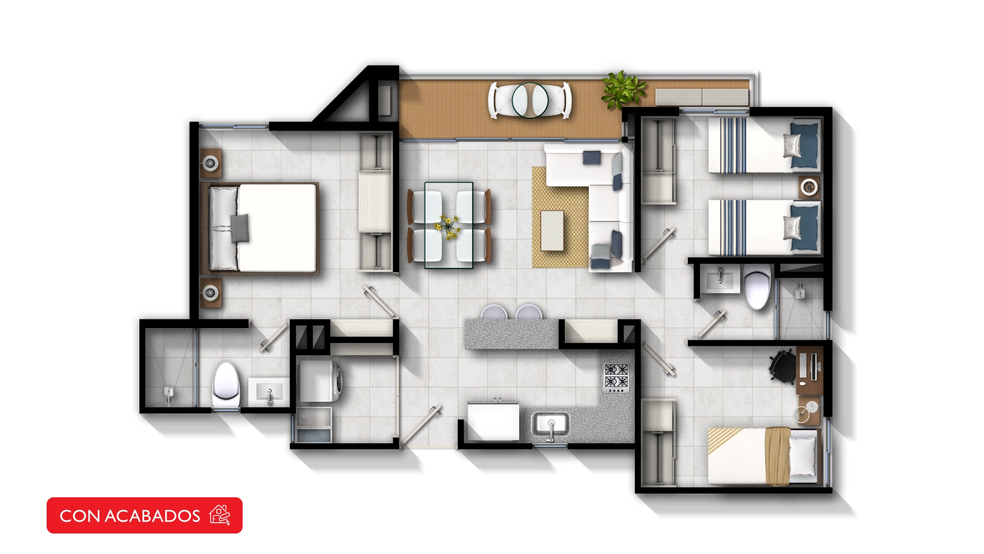 planos apartamento 64 m2 puerto tranquilo