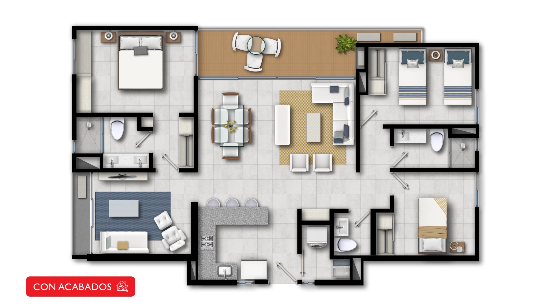 planos apartamento 99 m2 puerto tranquilo
